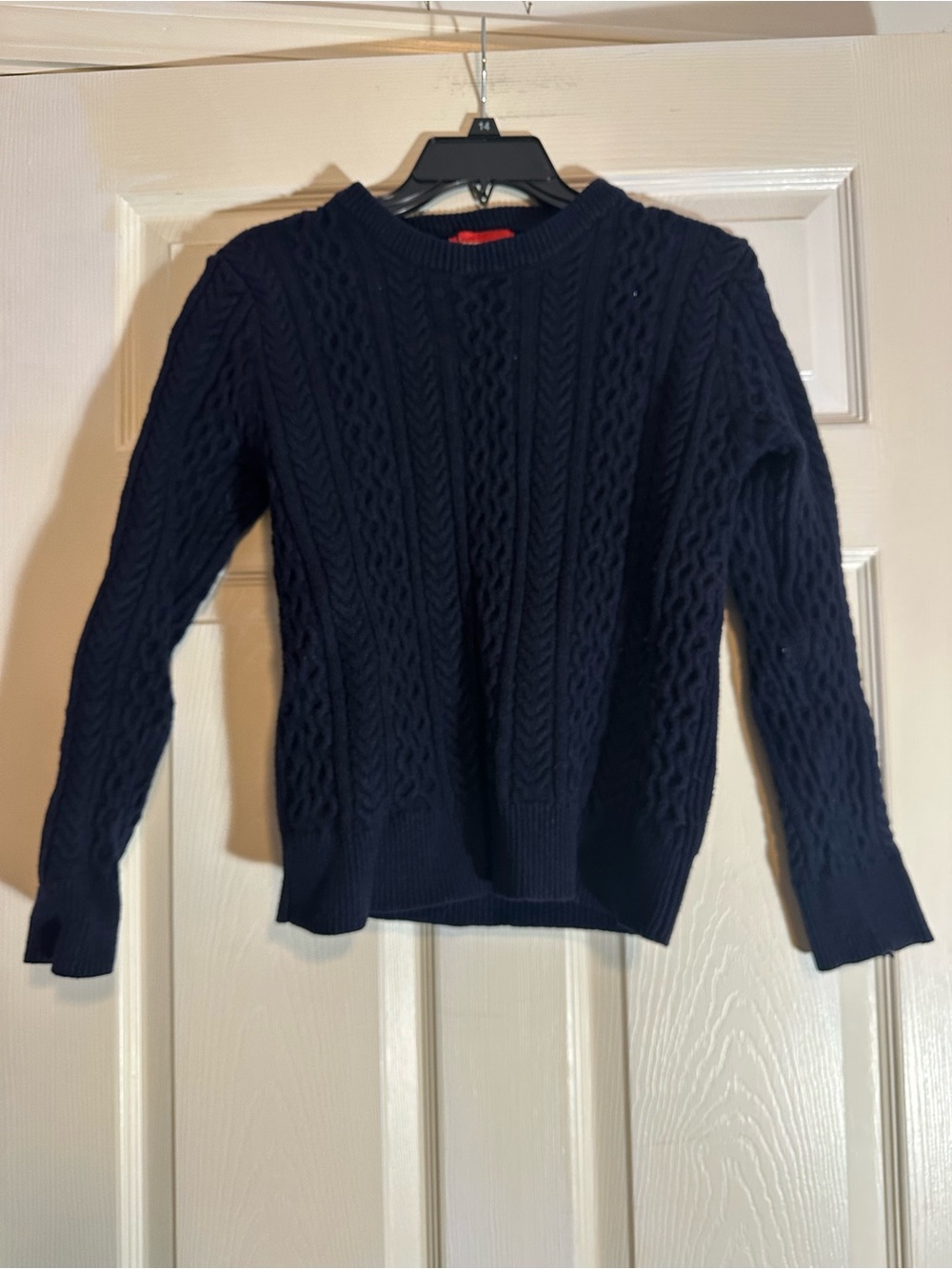 Rocorose Women's Navy Cable-Texture Crewneck Sweater